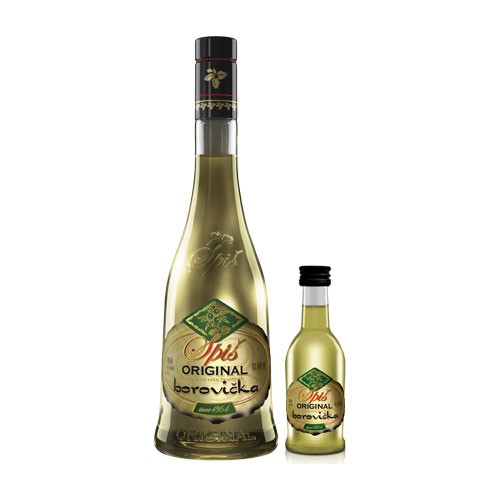 Spiš Original Borovička 40% 0,7 l 0,5 l 0,04 l