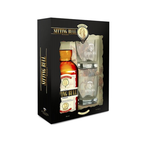 SITTING BULL Whisky v kartóniku + 2 poháre 40% 0,7 l